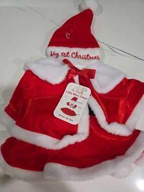 So Dorable 3 Pc Little Miss Claus My 1st Christmas Hat Shawl Skirt Set 0-12M B9
